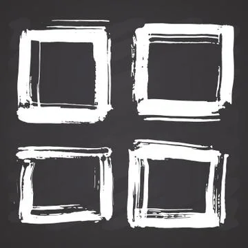 Frames and text boxes, grunge textured hand drawn elements set, vector illust Illustrazione stock