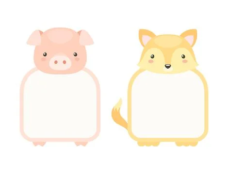 Frames with Animal Heads or Notebook Page for Notes Vector Set 스톡 일러스트