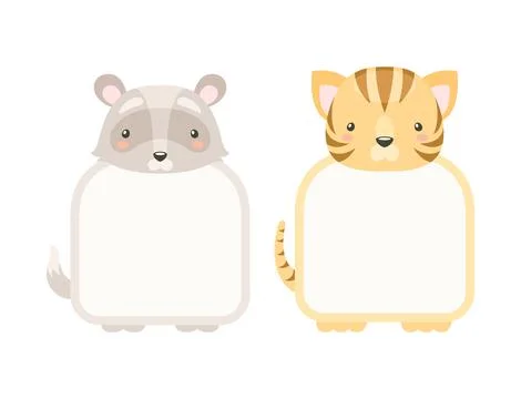 Frames with Animal Heads or Notebook Page for Notes Vector Set Illustrazione stock