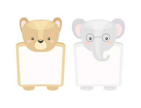 Frames with Animal Heads or Notebook Page for Notes Vector Set 스톡 일러스트