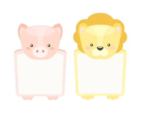 Frames with Animal Heads or Notebook Page for Notes Vector Set 스톡 일러스트
