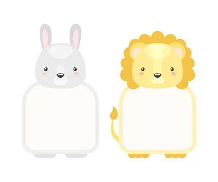 Frames with Animal Heads or Notebook Page for Notes Vector Set 스톡 일러스트