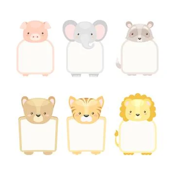Frames with Animal Heads or Notebook Page for Notes Vector Set Illustrazione stock