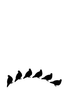 The frames are black on a white background - silhouettes of birds. Pigeons. Stock Illustration