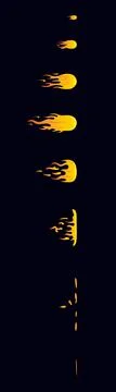 Frames arranged from top to bottom. Fireball flying into a wall Illustrazione stock