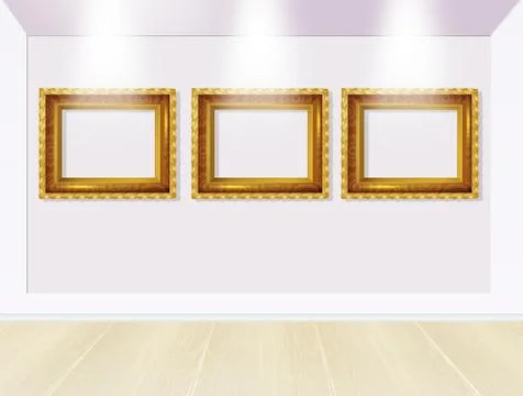Frames in art gallery Stock Illustration