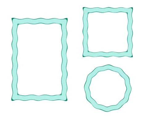 Frames, border Set. Hand drawn paint brush wave line strokes, blue marine tones Stock Illustration