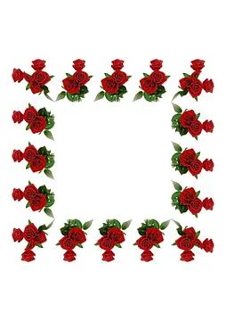 Frames - a bouquet of three red roses. Flowers on the white background of the Stock Illustration