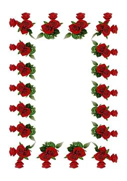 Frames - a bouquet of three red roses. Flowers on the white background of the Stock Illustration