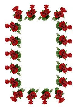 Frames - a bouquet of three red roses. Flowers on the white background of the Stock Illustration