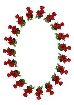 Frames - a bouquet of three red roses. Flowers on the white background of the Stock Illustration