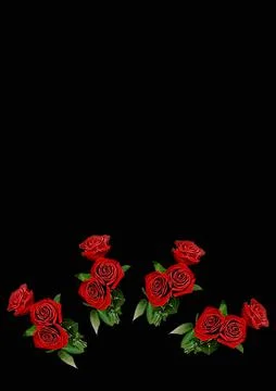 Frames - a bouquet of three red roses. Flowers on the black background of the Stock Illustration