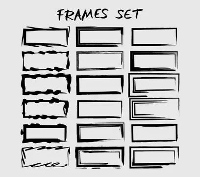 Frames bundle. Collection of black borders. Set of elements for collage. Vect イラスト素材