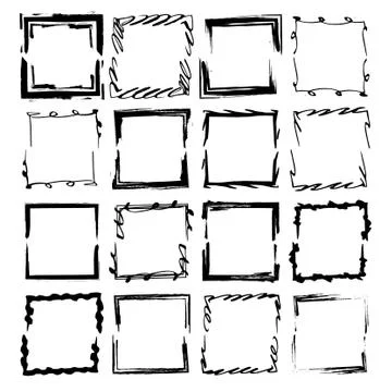 Frames bundle. Collection of black borders. Set of elements for collage. Vect Illustrazione stock