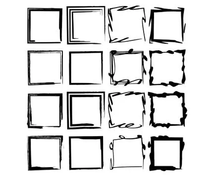 Frames bundle. Collection of black square borders. Set of elements for collag Stockillustratie