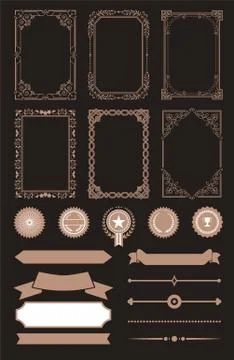 Frames Collection Vintage Vector Illustration Stock Illustration