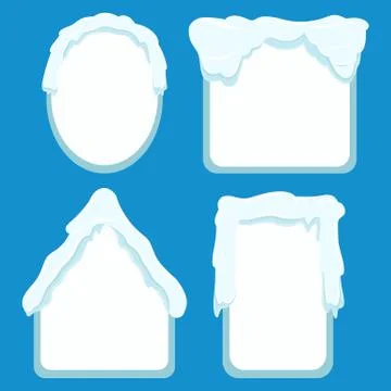 Frames Covered with Snow Set on Blue Background Stockillustratie
