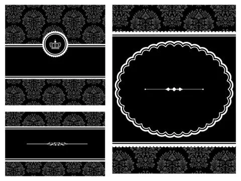 Frames on Damask Background Stock Illustration