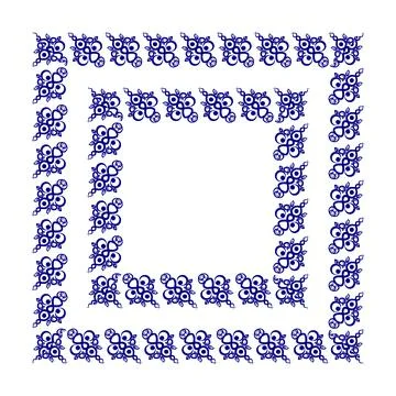 Frames of decorative ethnic elements on a square sheet, surreal, graphics Illustrazione stock