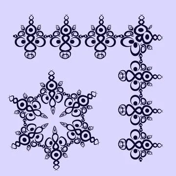 Frames of decorative ethnic elements on a square sheet, surreal, graphics Illustrazione stock