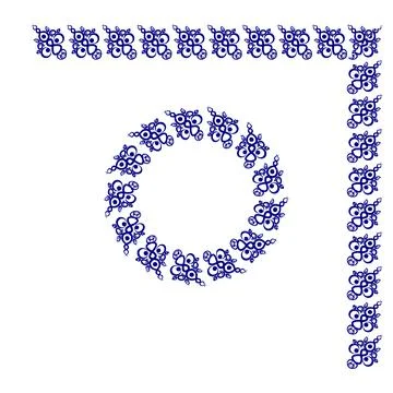 Frames of decorative ethnic elements on a square sheet, surreal, graphics Stock Illustration