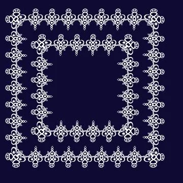 Frames of decorative ethnic elements on a square sheet, surreal, graphics Illustrazione stock