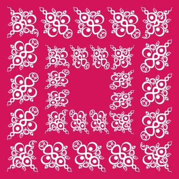 Frames of decorative ethnic elements on a square sheet, surreal, graphics イラスト素材