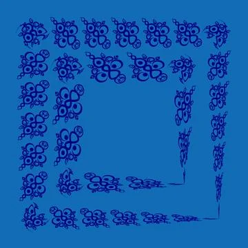 Frames of decorative ethnic elements on a square sheet, surreal, graphics Stock-Illustration