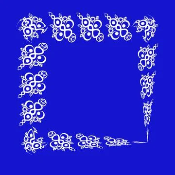 Frames of decorative ethnic elements on a square sheet, surreal, graphics Illustrazione stock