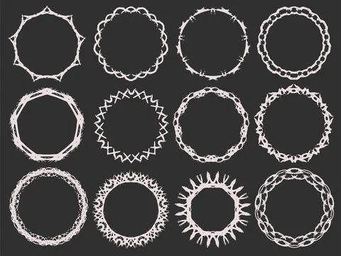Frames doodle pencil round sketch set chalkboard Stock-Illustration