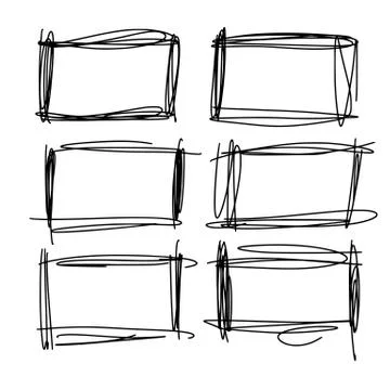 Frames in doodle style. Set of rectangle handdrawn borders. Vector illustrati Stockillustratie