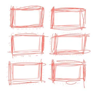 Frames in doodle style. Set of rectangle handdrawn borders. Vector illustrati Stock Illustration