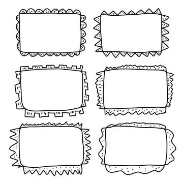 Frames in doodle style. Set of rectangle handdrawn borders. Vector illustrati Stock Illustration