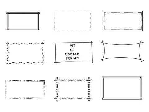 Frames doodle vector. Set of 9 simple doodles. Set of simple doodles. Isolated Illustrazione stock