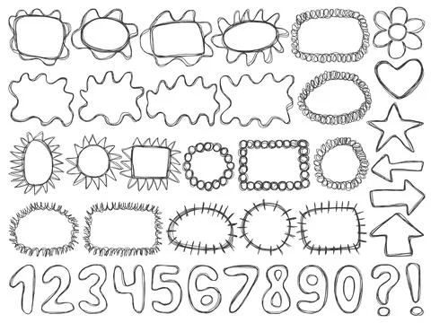 Frames doodle vector. Set of funny simple doodles. Stock Illustration