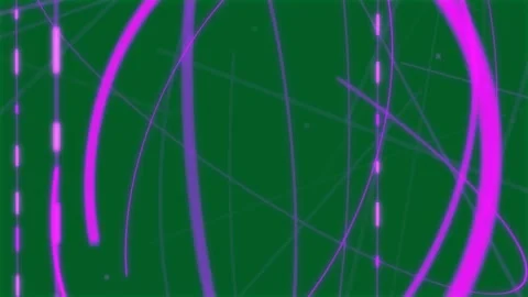 Frames driving neon arcs pulsing, forming loop with dotted column on transparent Stock Footage 329503529