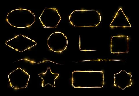 Frames with flame sparkles, glow light effect 스톡 일러스트