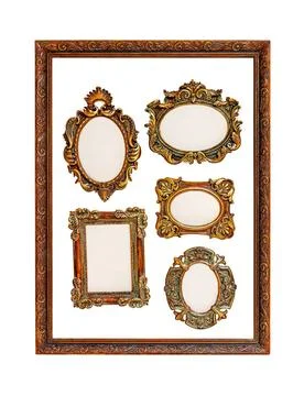 Frames in frame Five frames in big frame isolated included clipping path C... Stock Photos