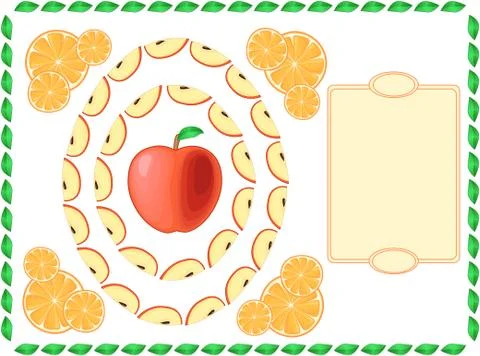 Frames with fruits and desk Stock Illustration
