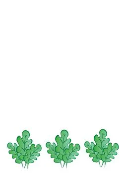 Frames of green oak leaves on a white sheet of A4 format, pastiche, graphics  Stock Illustration