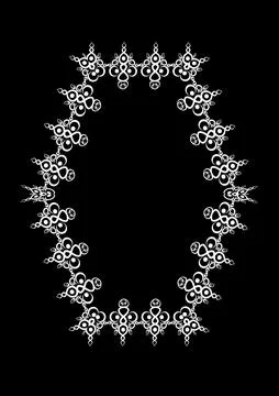 Frames of lace ethnic elements on the sheet of A4 format, surreal, black and  스톡 일러스트