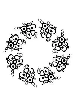 Frames of lace ethnic elements on the sheet of A4 format, surreal, black and  Stock Illustration
