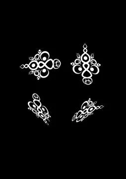 Frames of lace ethnic elements on the sheet of A4 format, surreal, black and  Stock Illustration