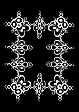 Frames of lace ethnic elements on the sheet of A4 format, surreal, black and  Stock Illustration
