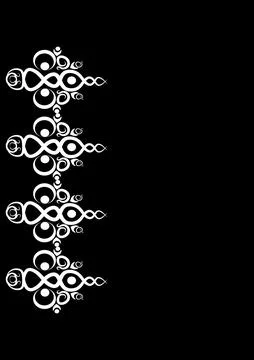 Frames of lace ethnic elements on the sheet of A4 format, surreal, black and  Stock Illustration