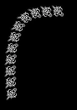 Frames of lace ethnic elements on the sheet of A4 format, surreal, black and  Stock Illustration