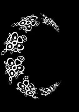 Frames of lace ethnic elements on the sheet of A4 format, surreal, black and  Stock Illustration