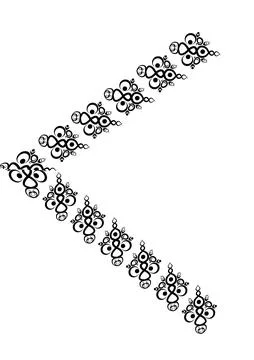 Frames of lace ethnic elements on the sheet of A4 format, surreal, black and  Stock Illustration