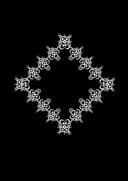 Frames of lace ethnic elements on the sheet of A4 format, surreal, black and  Stock Illustration