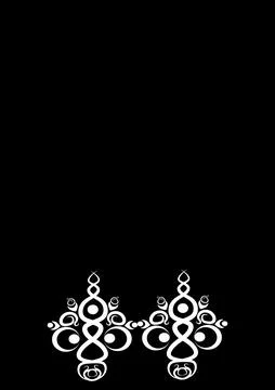 Frames of lace ethnic elements on the sheet of A4 format, surreal, black and  Stock Illustration